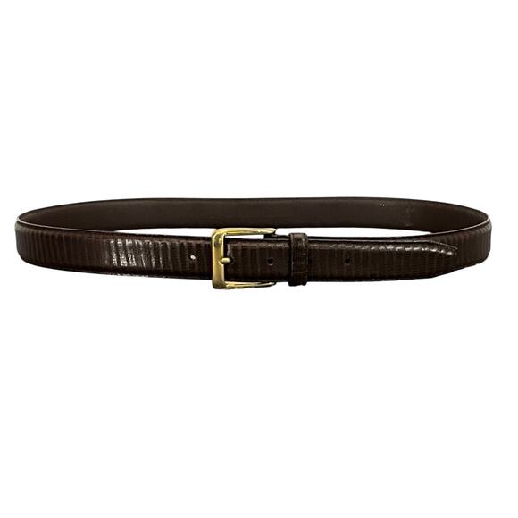 Vintage Snake Pattern Genuine Leather Gold Buckle Belt Men 33.5” - 37.5” - Picture 1 of 9